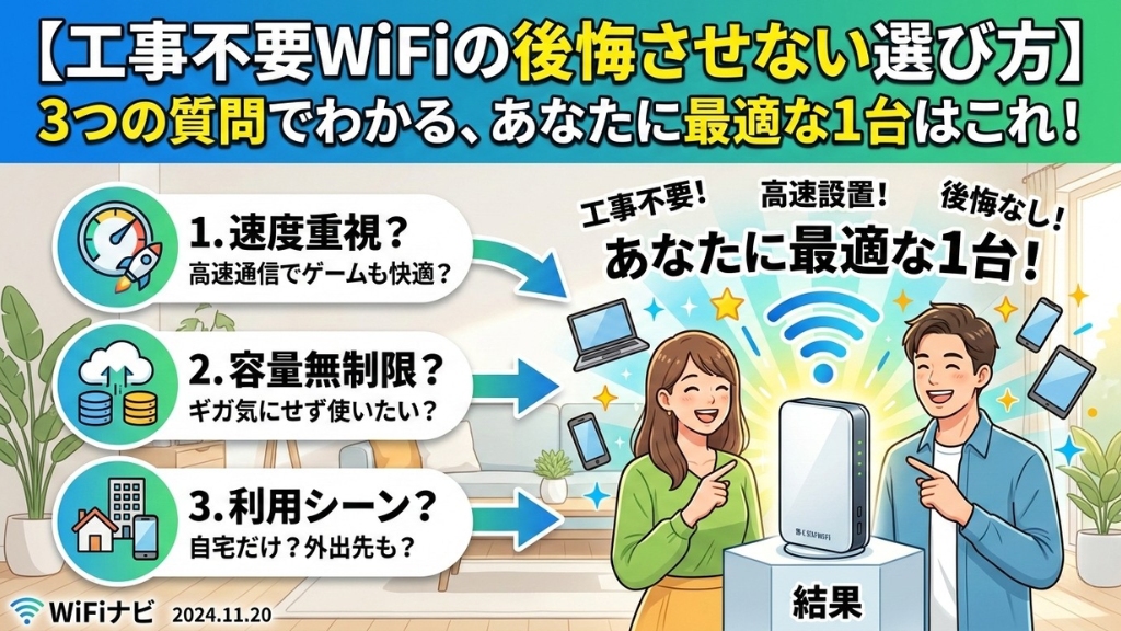 工事不要WiFiの後悔させない選び方