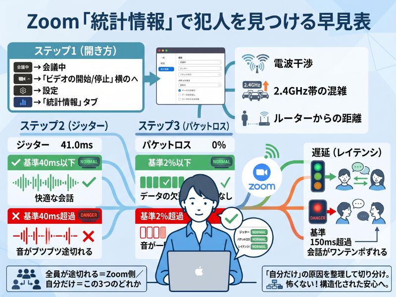Zoom「統計情報」で犯人を見つける早見表