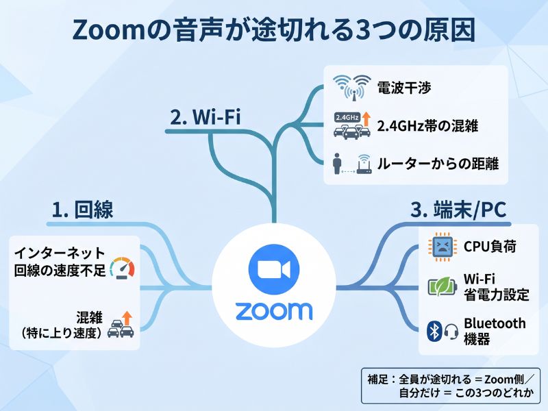 Zoomの音声が途切れる3つの原因