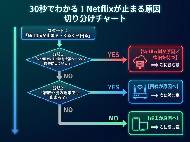 YES/NOで進む「原因切り分けフローチャート」